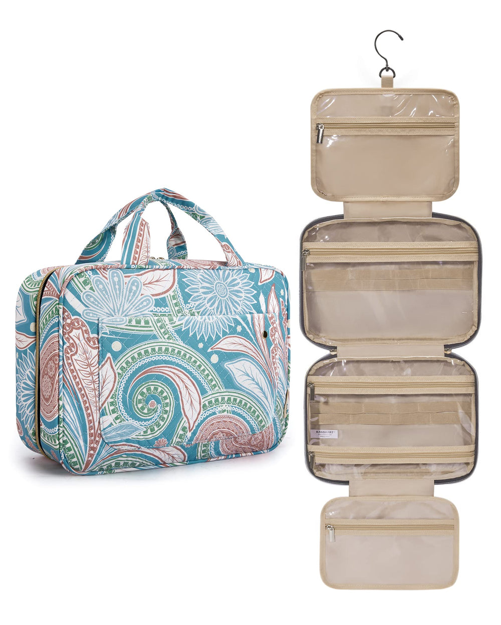 BAGSMART Toiletry Bag with hanging hook for easy access while traveling