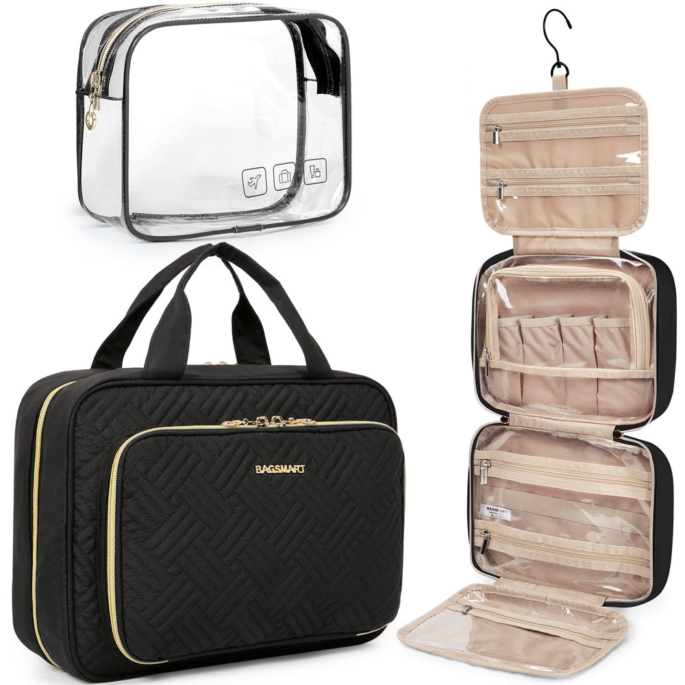 BagSmart hanging toiletry bag with swivel hook for easy access