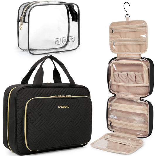 BagSmart hanging toiletry bag with swivel hook for easy access
