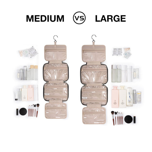 BAGSMART interior elastic straps hold bottles upright for mess-free packing.