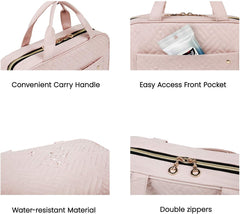 BAGSMART light pink toiletry bag is lightweight and travel-friendly.