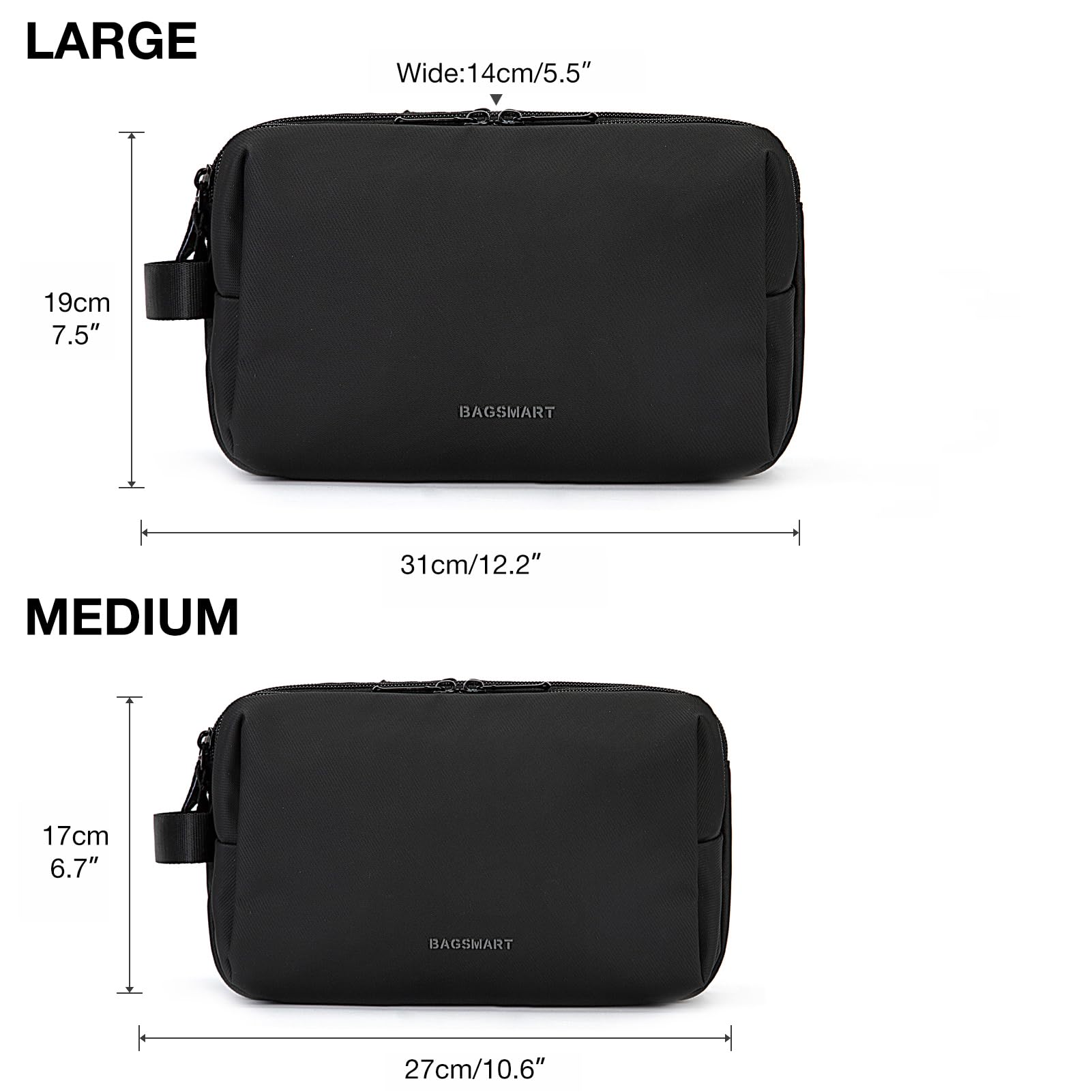 BAGSMART Travel Dopp Kit water-resistant keeps belongings dry on trips