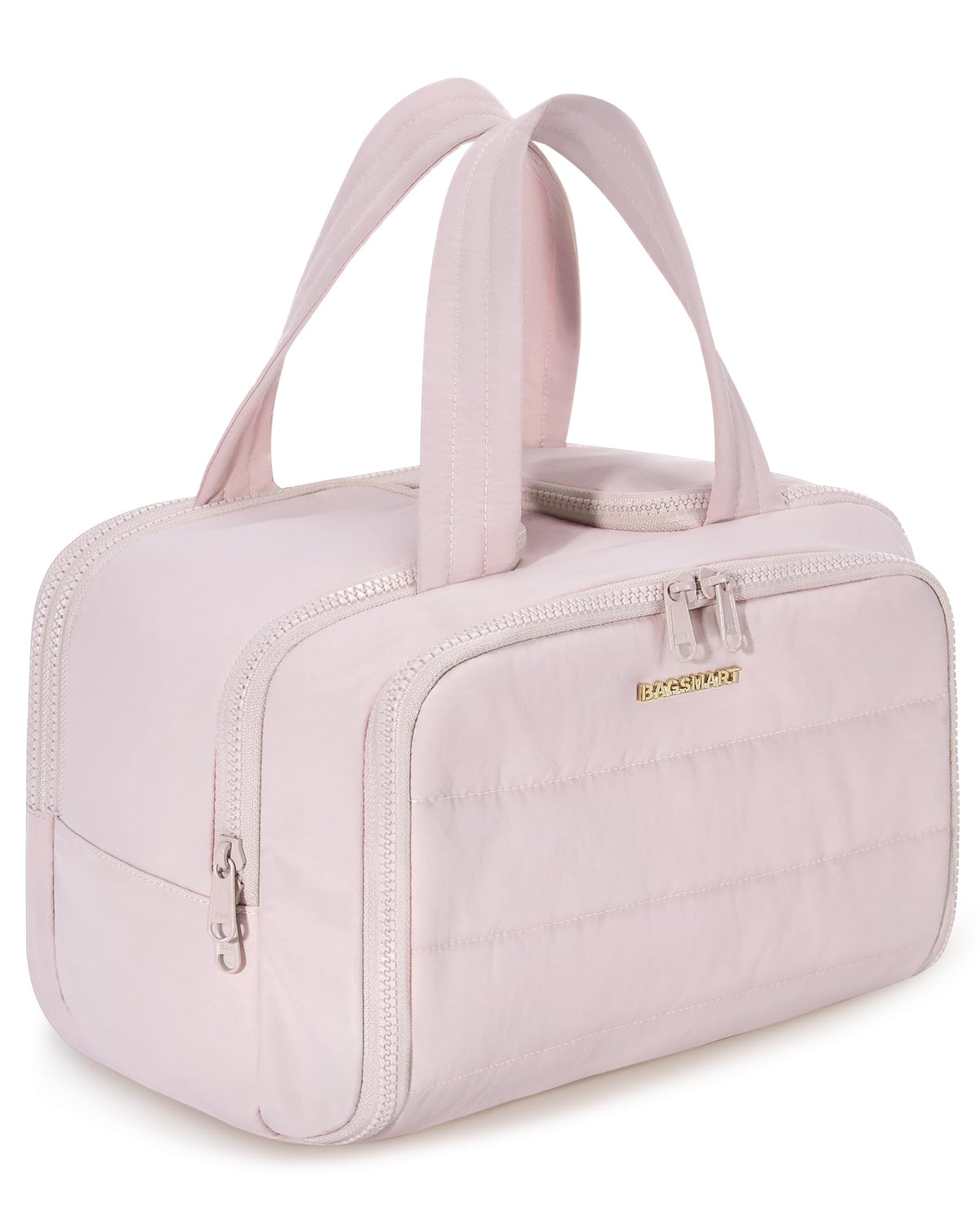 BAGSMART travel toiletry bag pink with large capacity for cosmetics on trips