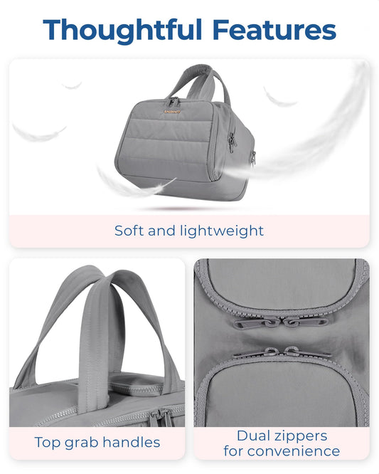 BAGSMART Travel Toiletry Bag with four compartments keeps cosmetics organized on trips