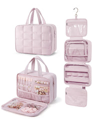 BAGSMART travel toiletry bag with jewelry organizer keeps rings and bracelets neatly protected.