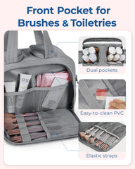 BAGSMART Travel Toiletry Bag stands upright for mess-free access