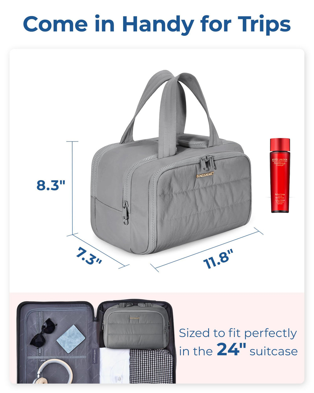 BAGSMART Front zipper pocket aids organized access and quick cleaning