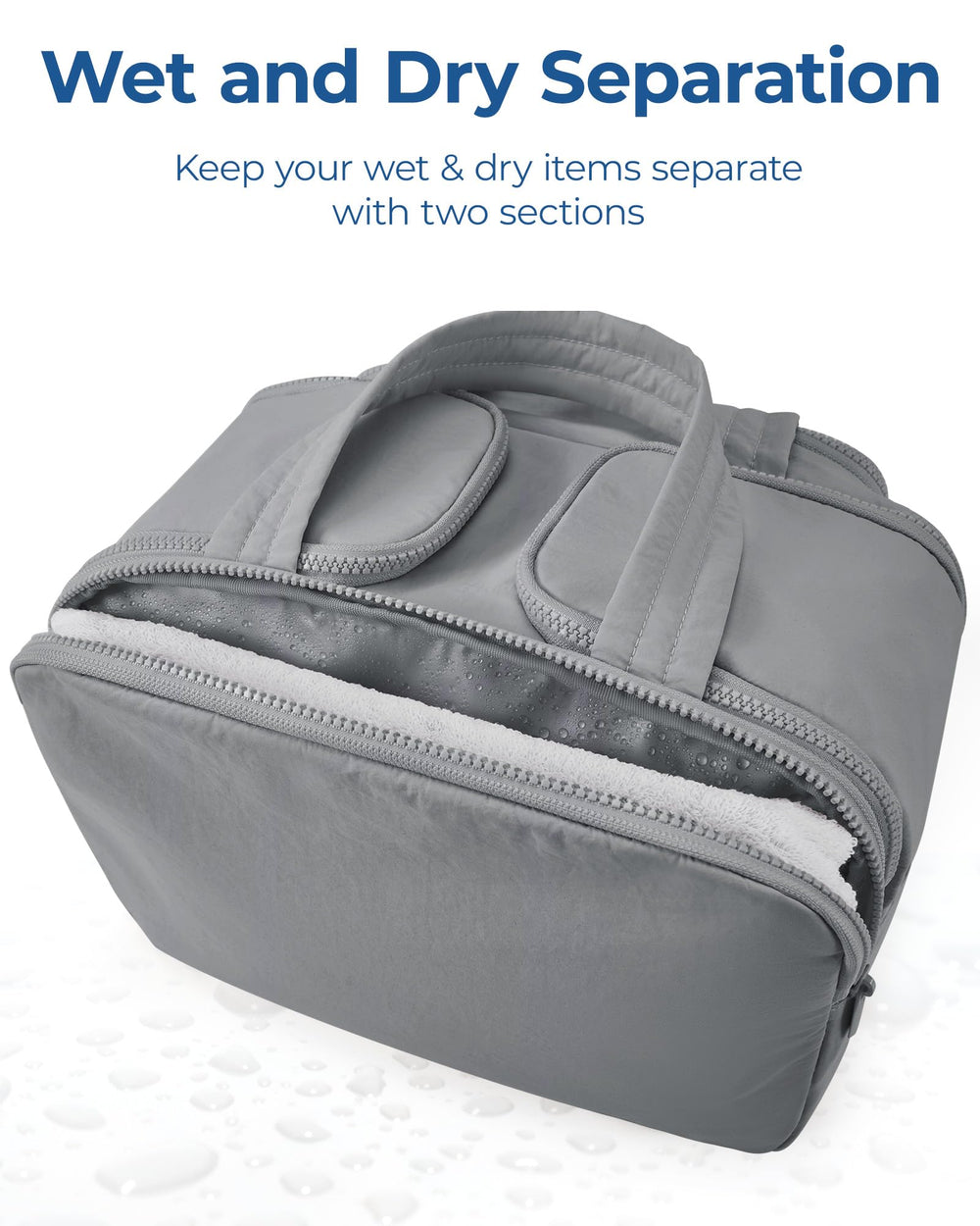 BAGSMART Waterproof PVC pocket keeps wet items separate and easy to wipe