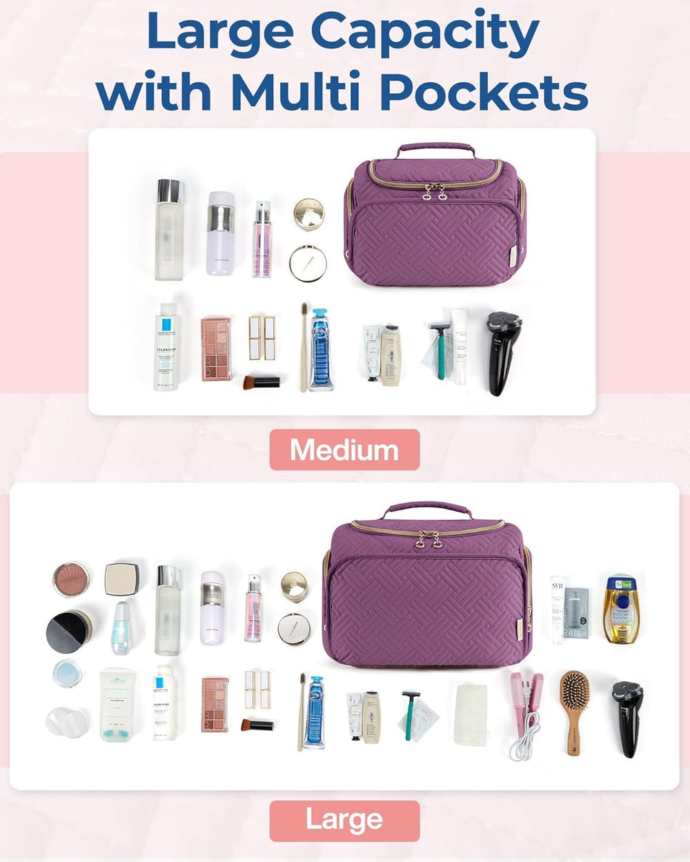 BagSMART waterproof PVC front pocket keeps wet items separate and easy to clean.