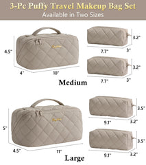Bagstellar 3-piece set provides flexible organization for cosmetics on trips.