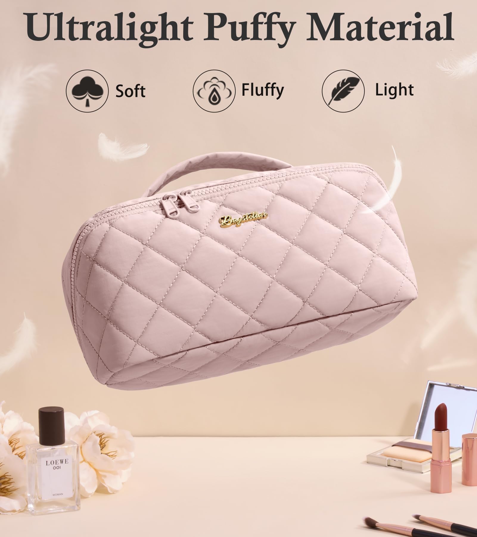Includes built-in PVC pockets for brushes and pads or wet items.