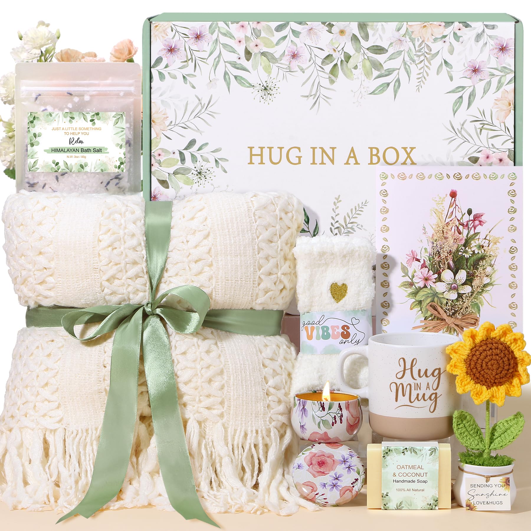 Baicai self-care gift blanket in plush white knit, cozy warmth for her birthday.