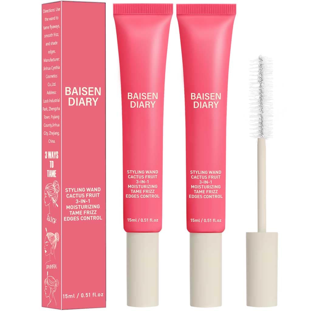 BAISEN DIARY 2-pack Hair Cactus Fruit 3-in-1 cream delivers sleek shine and frizz control.