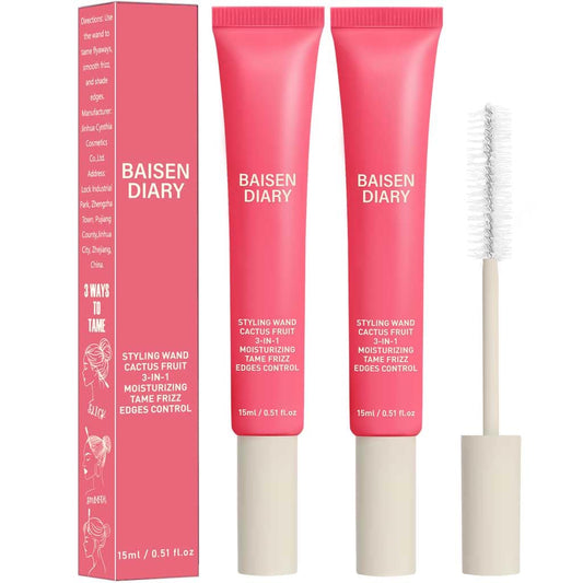BAISEN DIARY 2-pack Hair Cactus Fruit 3-in-1 cream delivers sleek shine and frizz control.