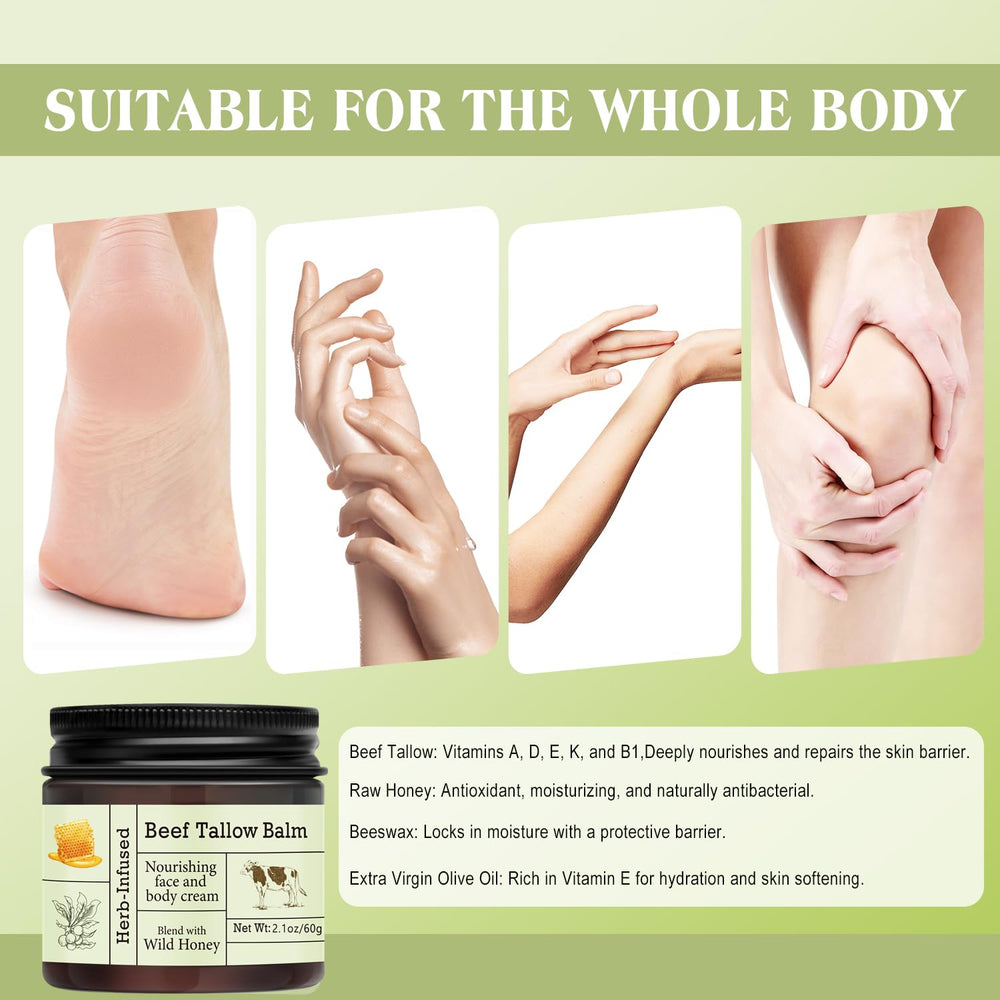 BAISEN DIARY grass-fed tallow application smooths hands and elbows.