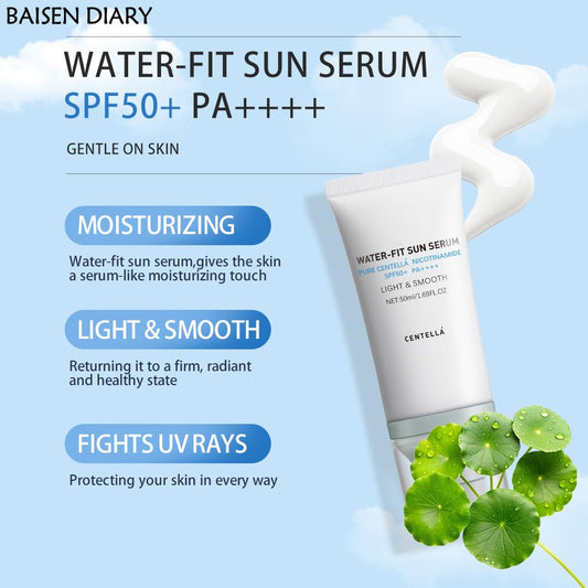 BAISEN DIARY Hyalu Cica sun serum bottle for hydrating protection.