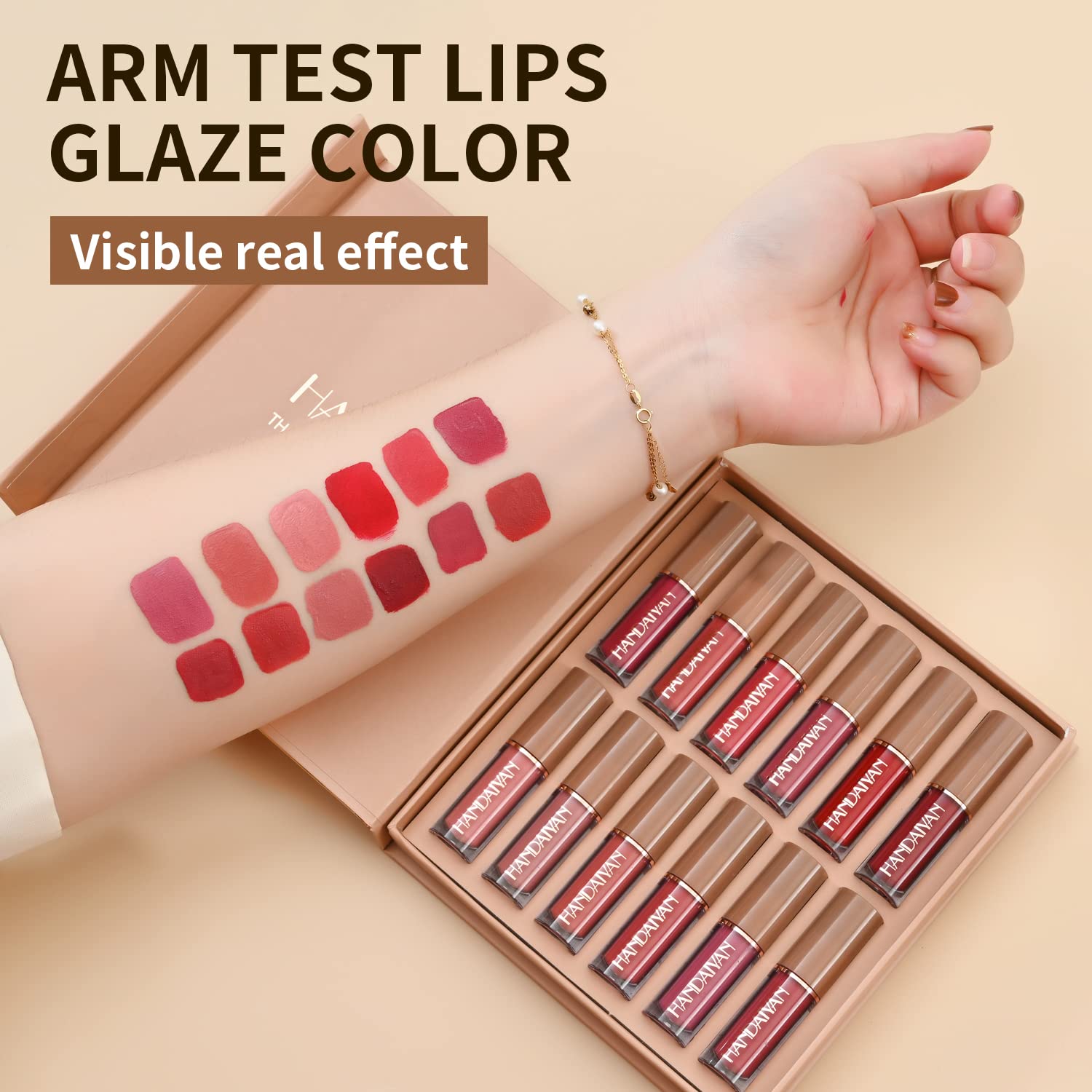BAISEN DIARY lipstick application swatches showing smooth glide.