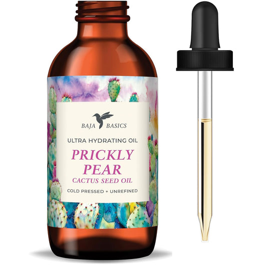 Baja Basics Prickly Pear Seed Oil bottle for skin hydration and nourishment.