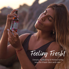 Baja Basics Rose Water Spray on hair for moisture boost and healthier shine.