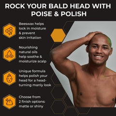 Bald Head Polish application in hands shows massage-ready texture and even scalp coverage