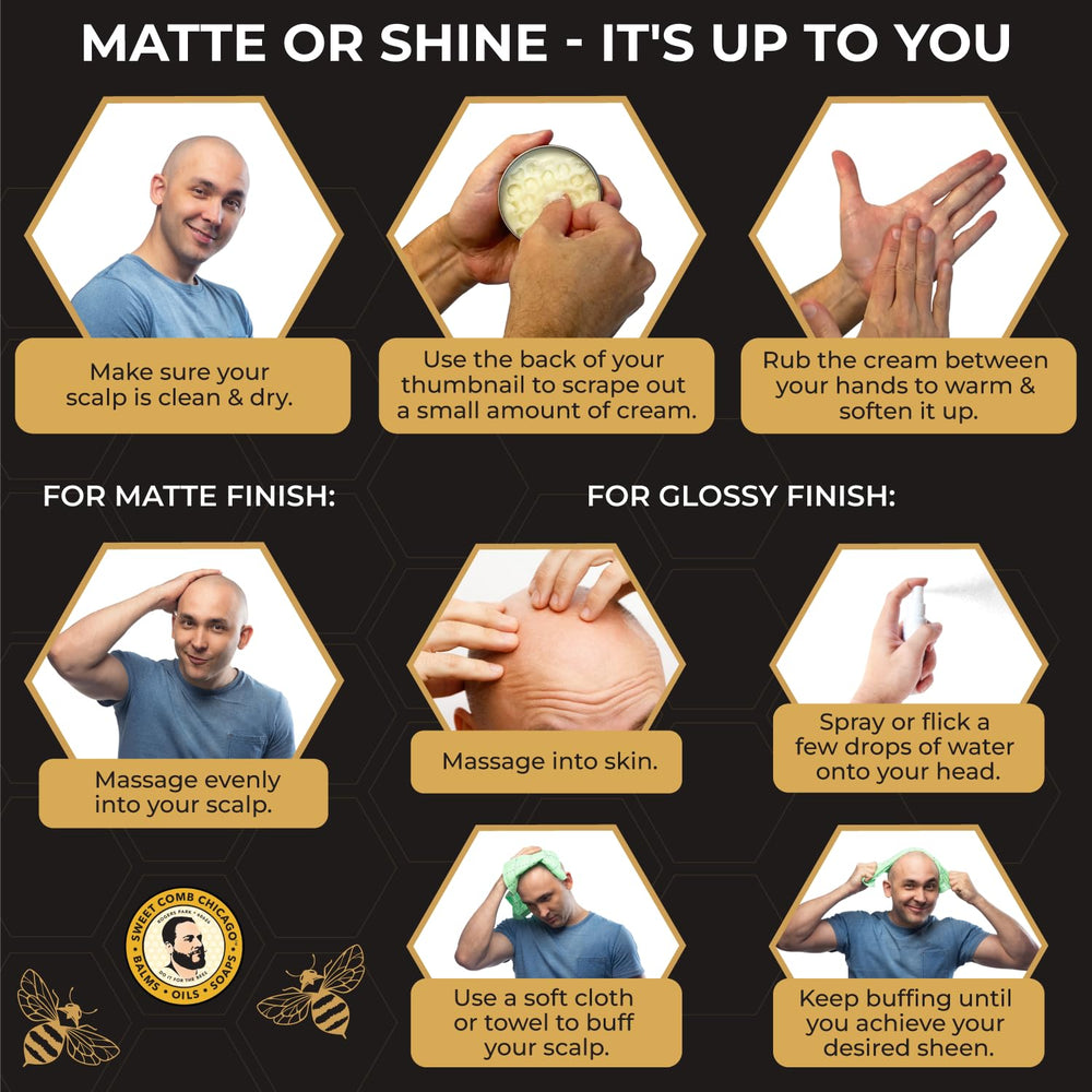 Bald Head Polish matte finish application delivers a natural look with subtle shine control