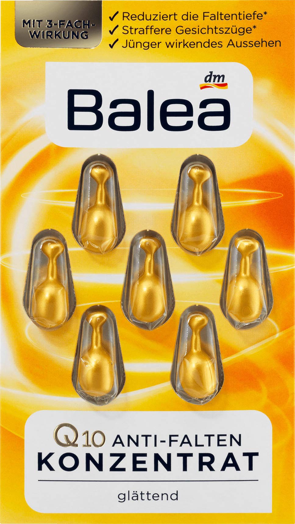 Balea Anti-Wrinkle Oil Concentrate packaging in a 5-pack for daily care.