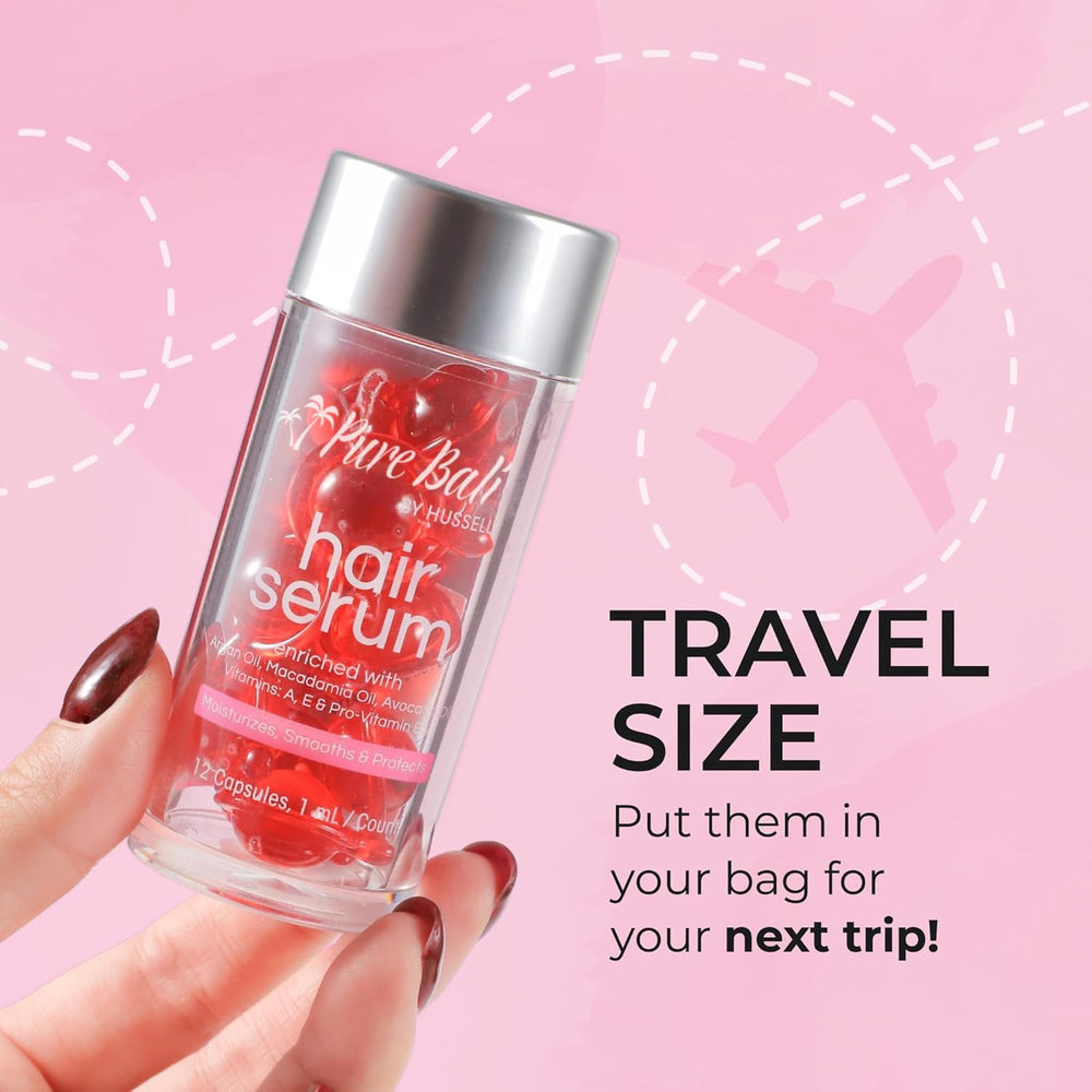 Bali Secret Hair Serum travel-cap shows easy dispensing after washing.