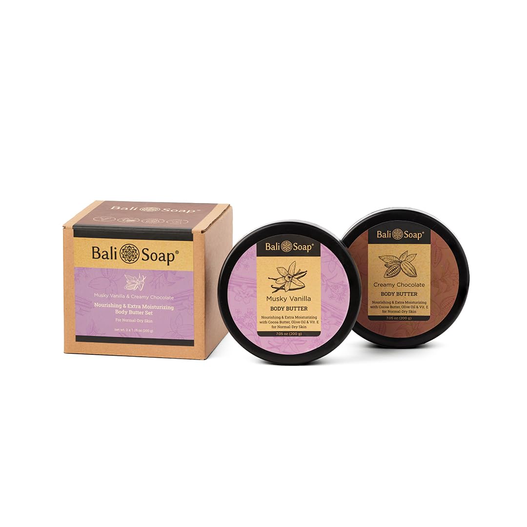 Bali Soap musky vanilla creamy chocolate set box, gift-ready presentation for luxurious skin care.