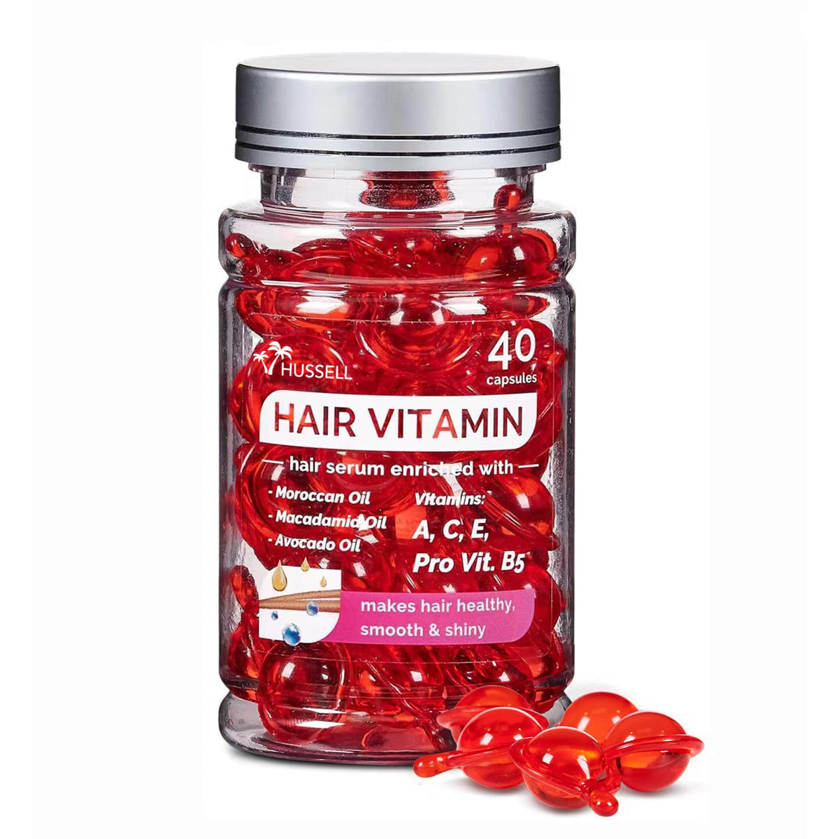 Bali Secret HairGloss argan oil bottle shows nourishing shine for silky hair.