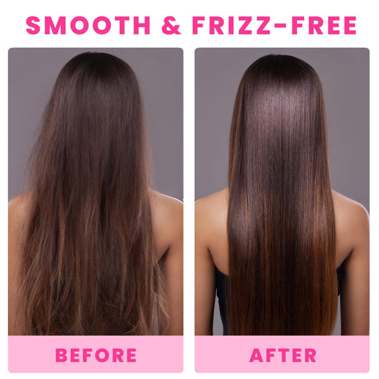 Bali Secret HairGloss macadamia oil jar highlights rich hydration for frizz control.