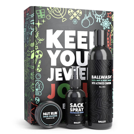 Ballsy gift set front view ideal for holiday gifting and everyday grooming.