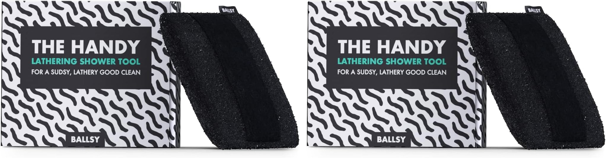 Ballsy Handy Shower Tool grip-strap ensures secure scrubbing in wet showers.