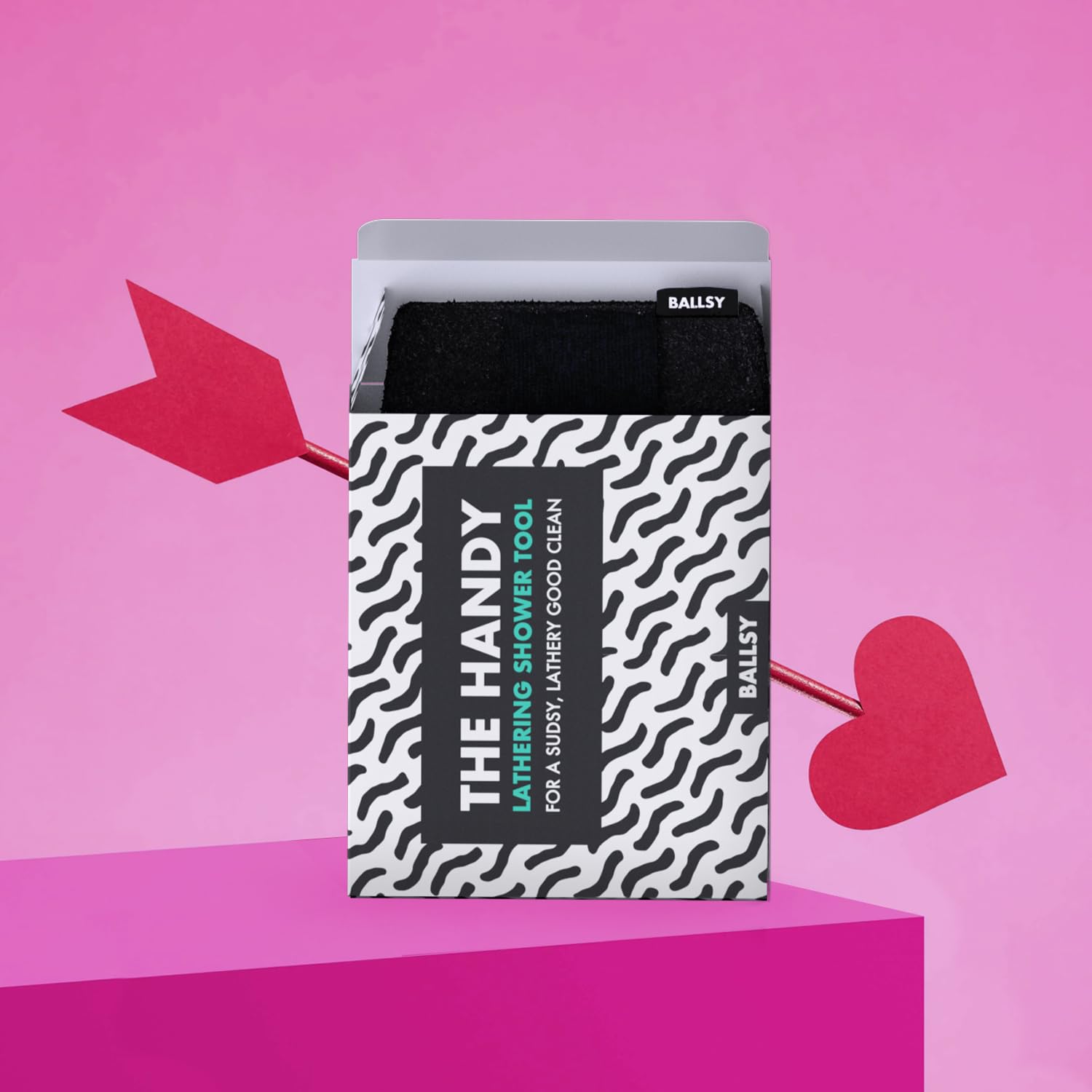 Ballsy Handy Shower Tool provides gentle exfoliation with a soft scrub in the shower.