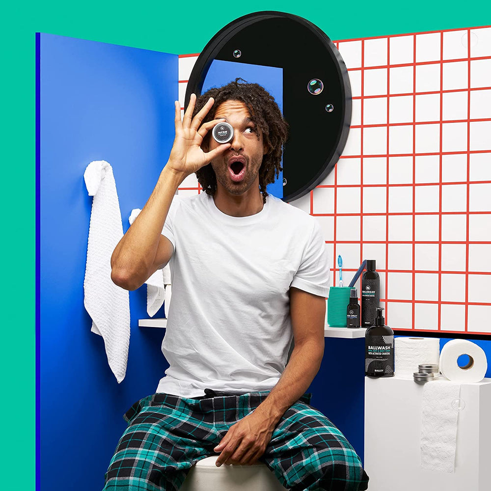 Ballsy Nut Rub tin presents long-lasting scent and skin protection.