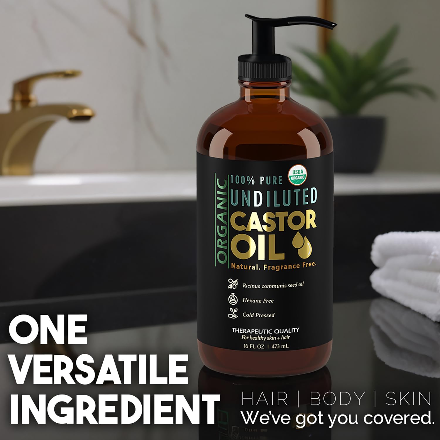 BALM OF GILEAD castor oil label detail highlighting organic certification.