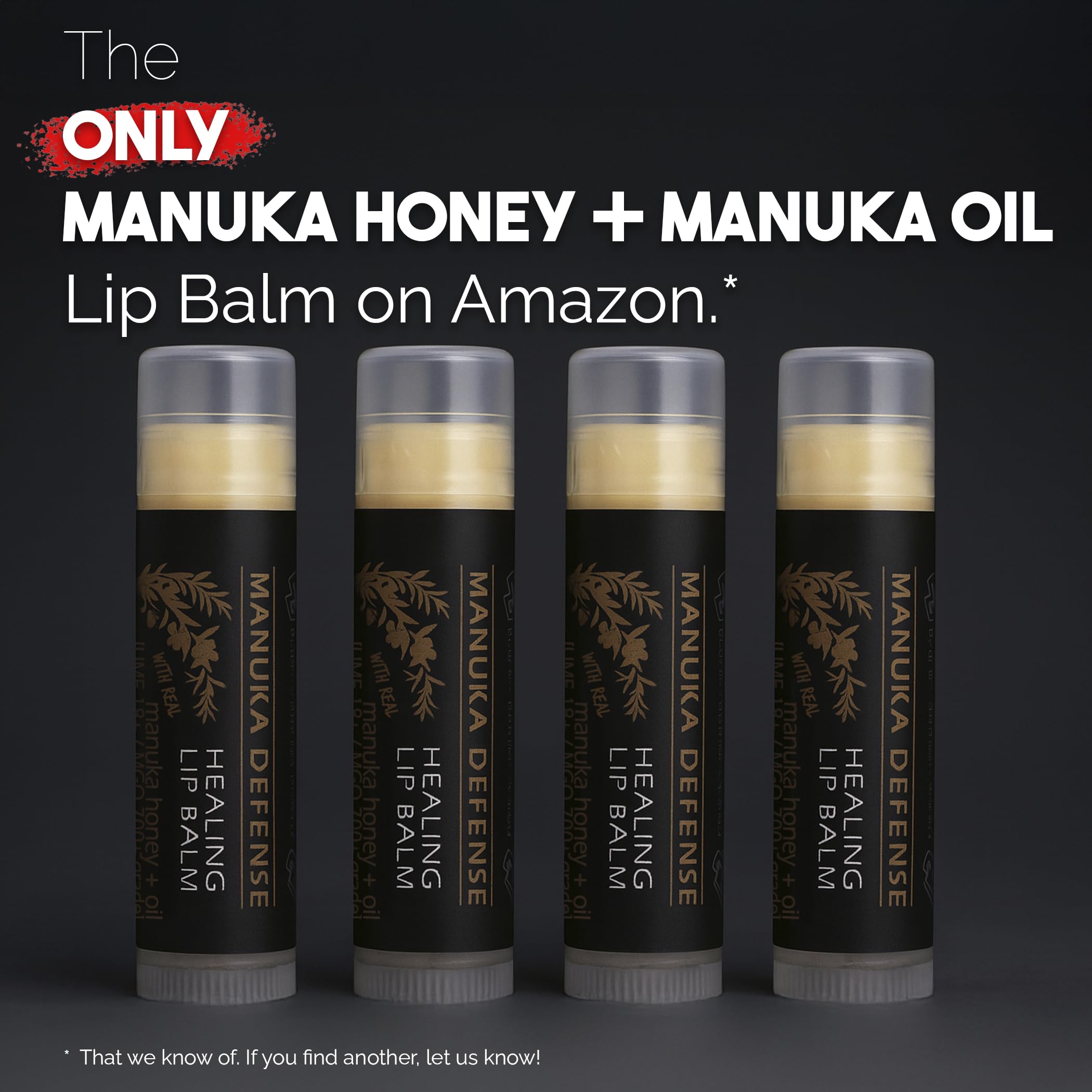 Close-up of Manuka label highlights natural ingredients for soothing lip care