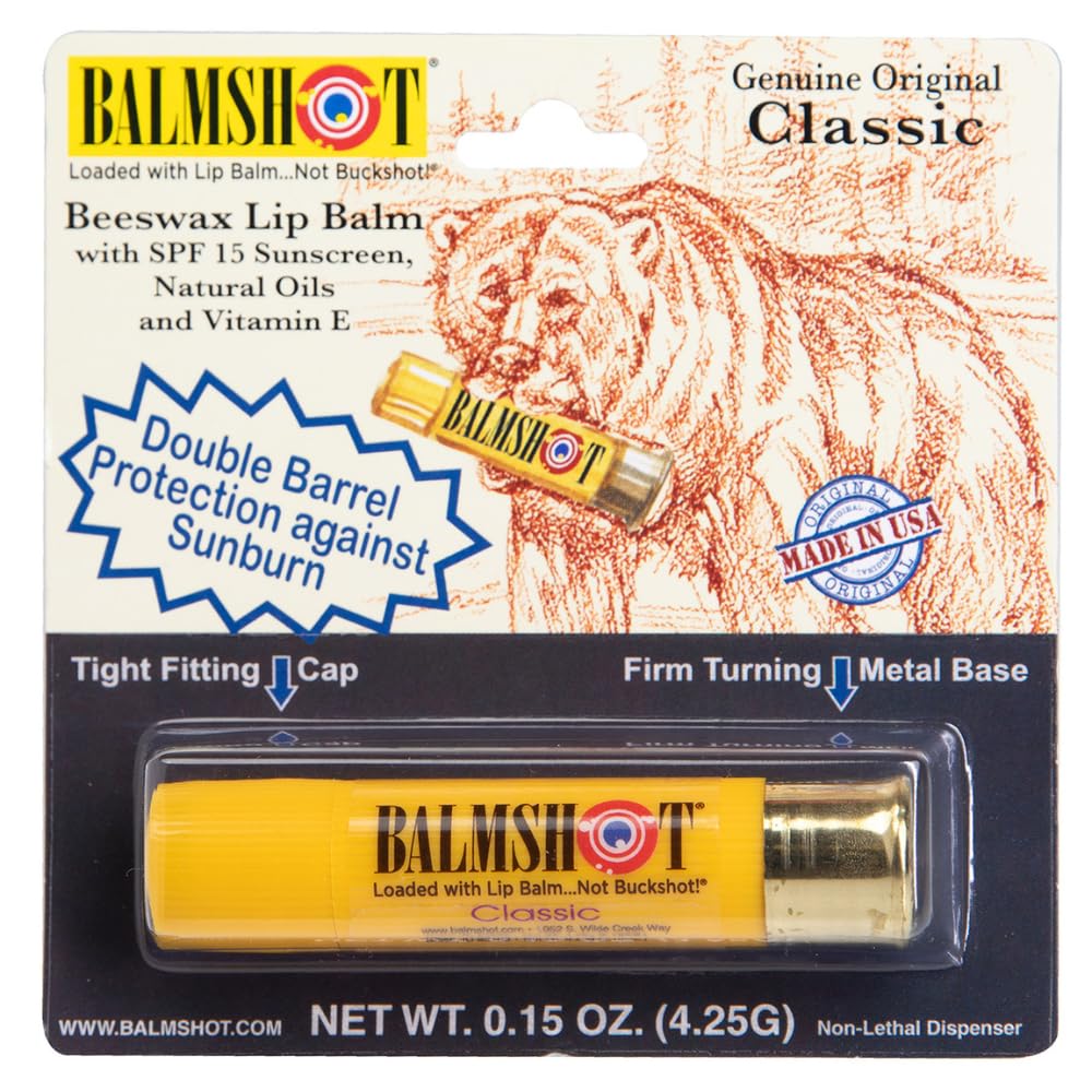 Balmshot original beeswax lip balm with premium ingredients for moisturized lips.