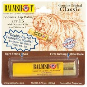 Balmshot lip balm with smooth turning metal base for mess-free application
