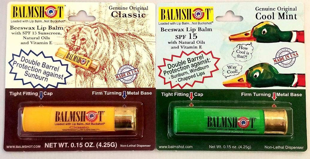 Balmshot two-pack lip balms in classic and cool mint for daily hydration