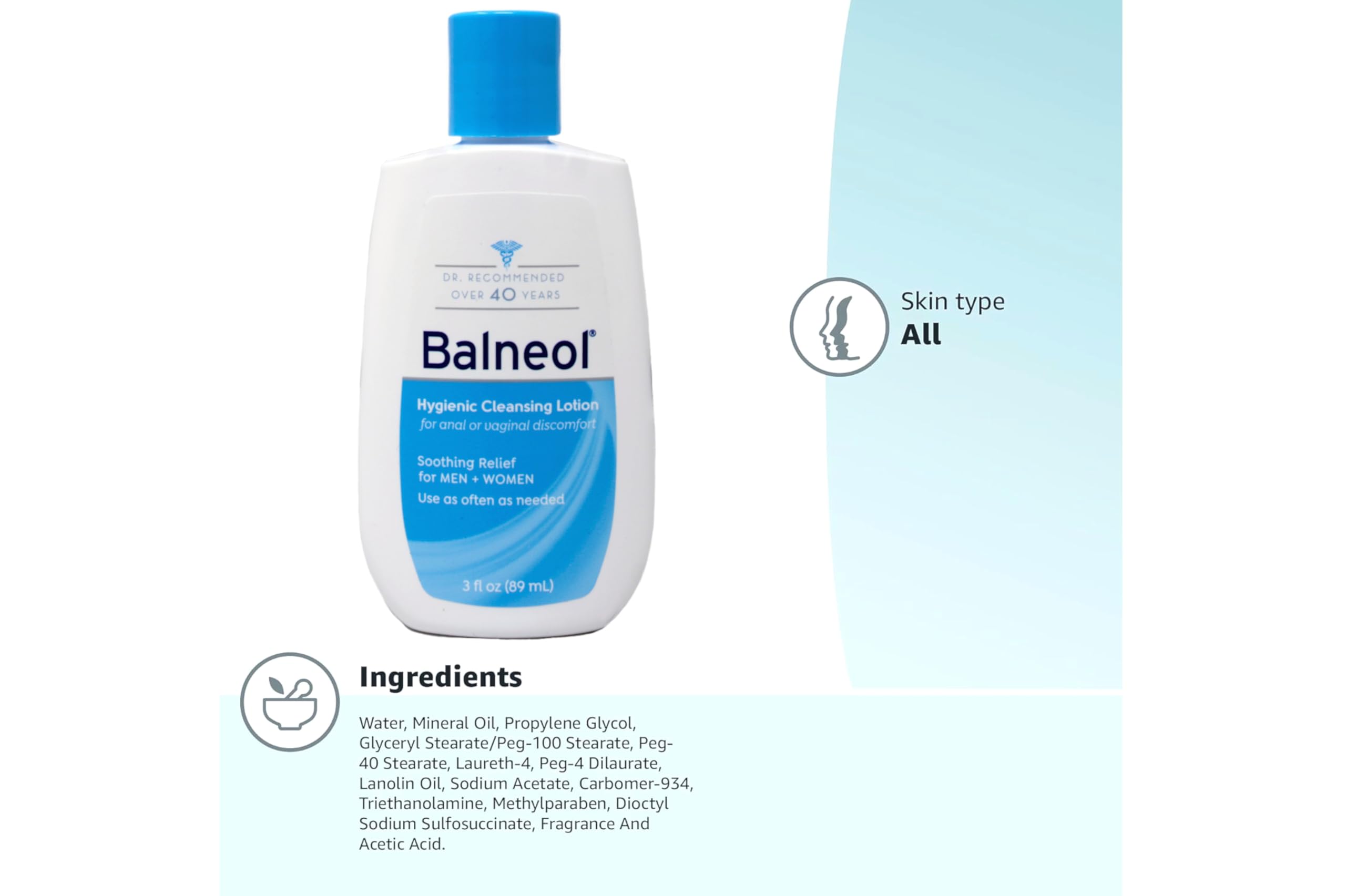 Balneol Hygienic Cleansing Lotion applied on skin during a routine