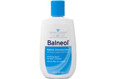 Balneol Hygienic Cleansing Lotion flat lay with bottle and packaging
