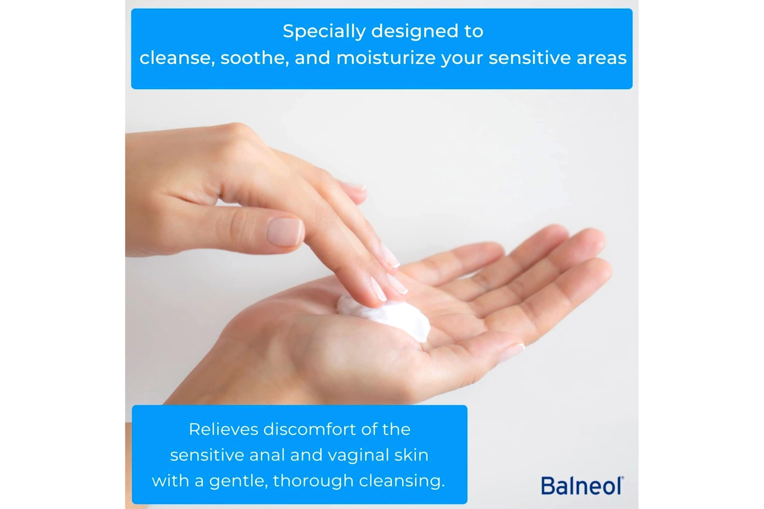 Close-up of Balneol lotion texture showing smooth application