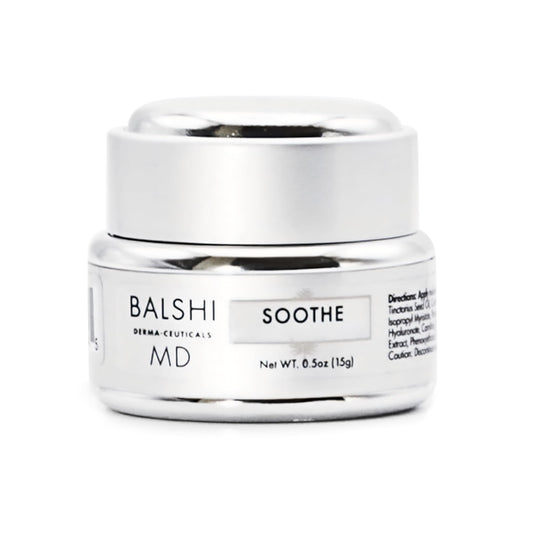 Balshi Soothe Eye Cream texture close-up showing smooth, fast-absorbing formula for under-eye skin.