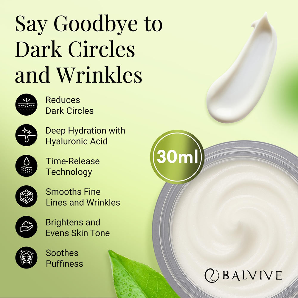 BALVIVE caffeine eye cream with peptides on surface for refreshed appearance