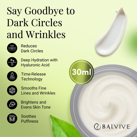 BALVIVE caffeine eye cream with peptides on surface for refreshed appearance