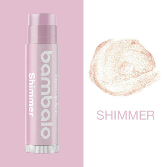 Bambalo peppermint shimmer balm close-up showing moisturizing glow.
