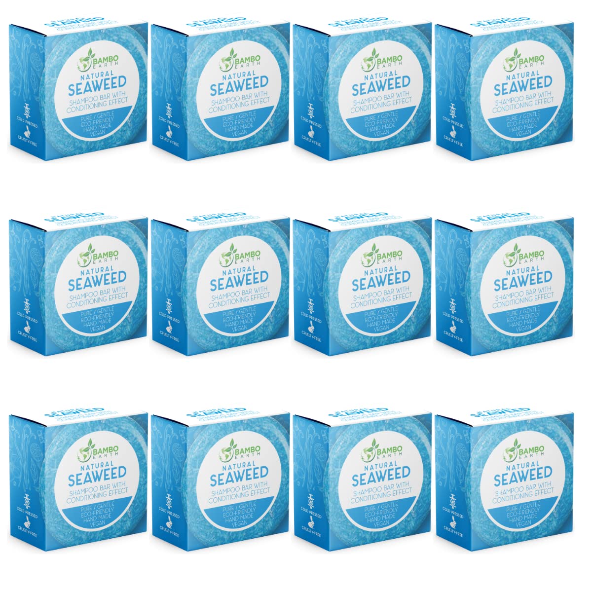 BAMBOEARTH solid shampoo bar seaweed pack with eco-friendly packaging for travel