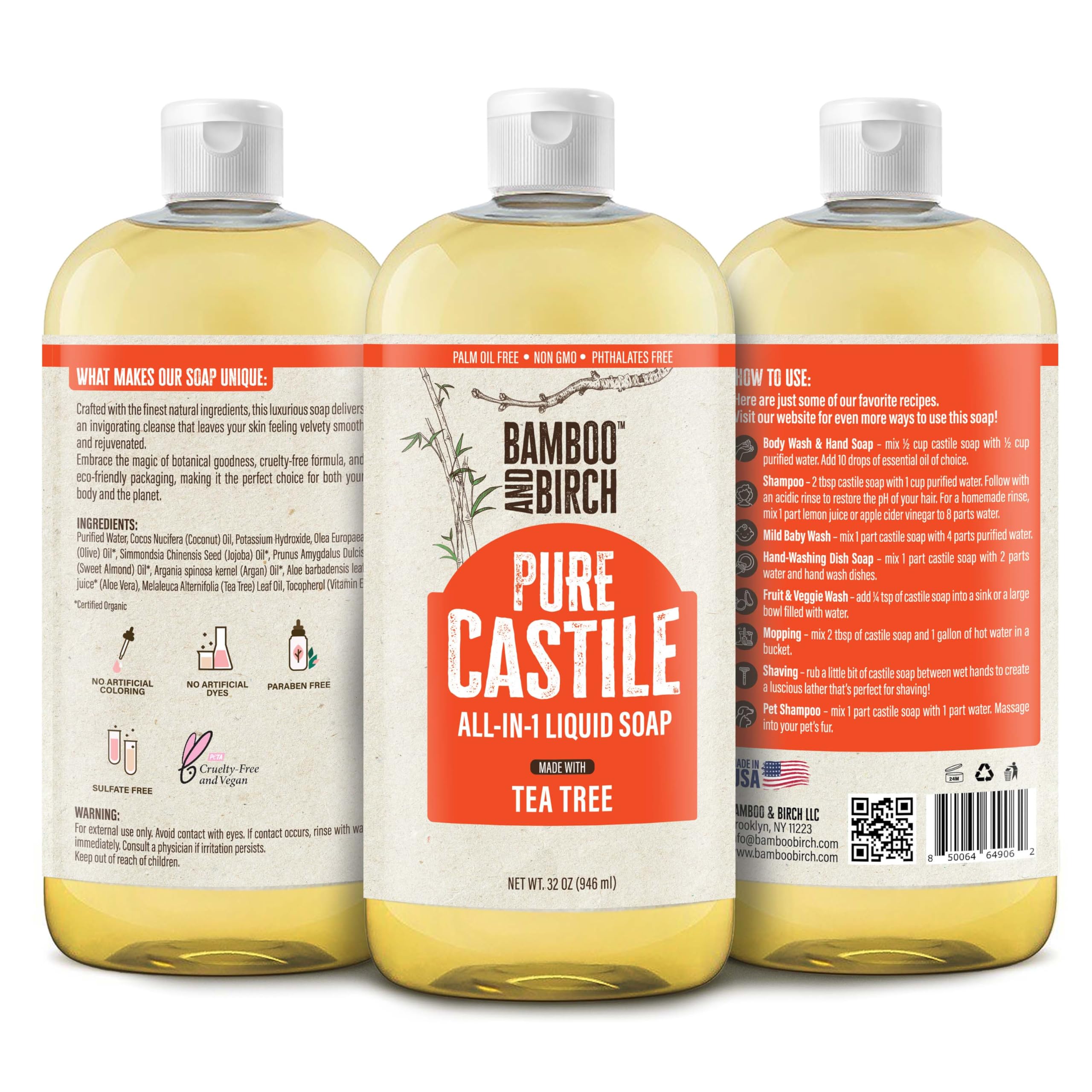 Pump foaming action of Bamboo and Birch Castile Soap Liquid for versatile cleansing