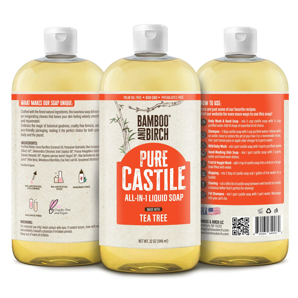 Pump foaming action of Bamboo and Birch Castile Soap Liquid for versatile cleansing
