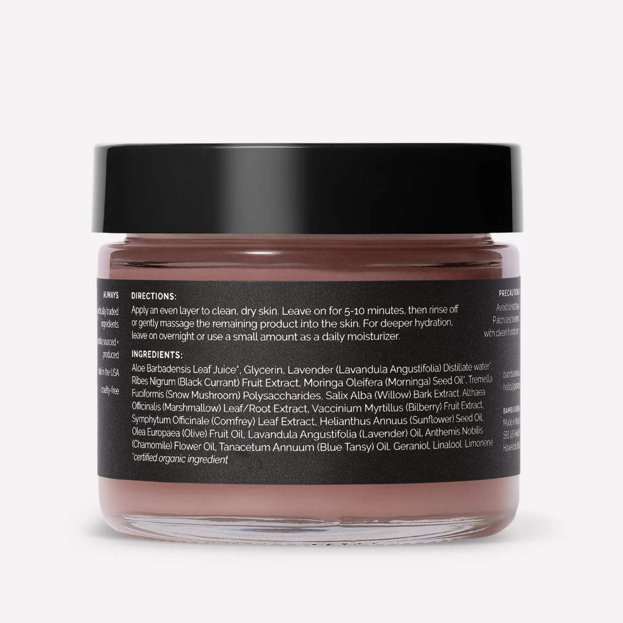 BAMBU EARTH Bilberry and Snow Mushroom Mask close-up texture shows creamy hydration.